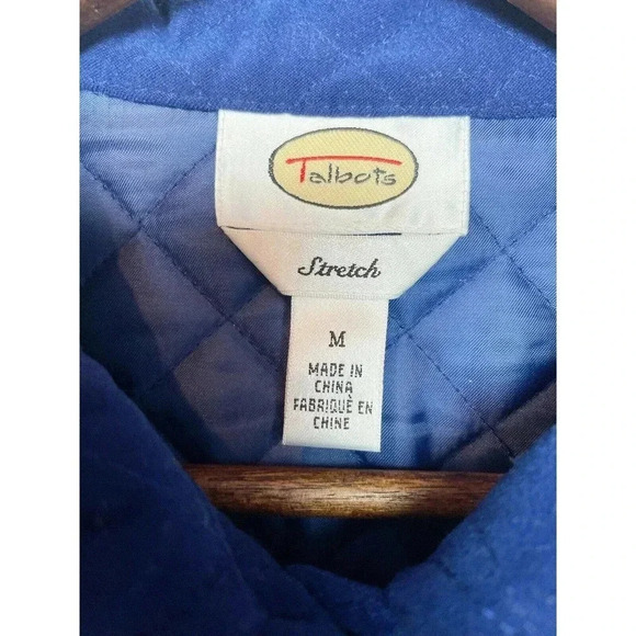 Talbots quilted blue jacket sz M buttons pockets blogger - Picture 3 of 7